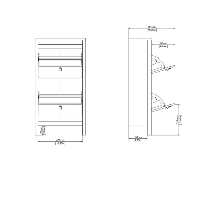 Furniture To Go Barcelona Shoe Cabinet 2 Flip Down Doors Oak The Home and Office Stores