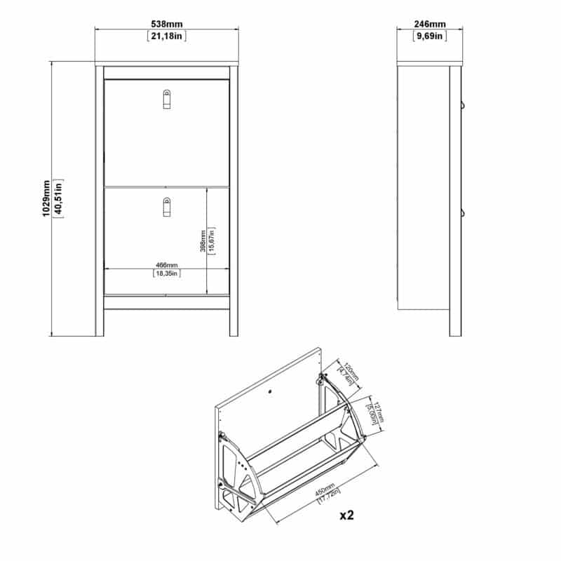 Furniture To Go Barcelona Shoe Cabinet 2 Flip Down Doors White The Home and Office Stores