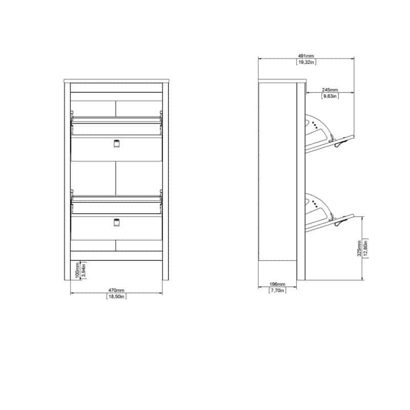 Furniture To Go Barcelona Shoe Cabinet 2 Flip Down Doors White The Home and Office Stores