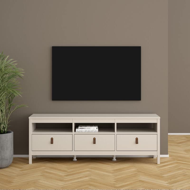 Furniture To Go Barcelona TV Unit 3 Drawers Cashmere The Home and Office Stores