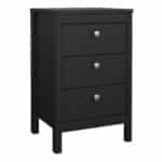 Furniture To Go Madrid bedside table 3 drawers matt black