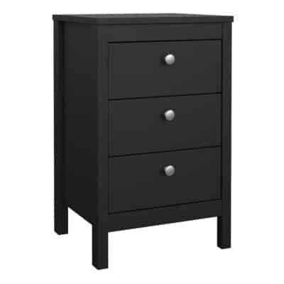 Furniture To Go Madrid bedside table 3 drawers matt black