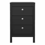 Furniture To Go Madrid Bedside Table 3 Drawers Matt Black The Home and Office Stores