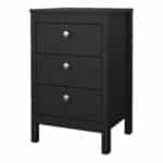 Furniture To Go Madrid Bedside Table 3 Drawers Matt Black The Home and Office Stores