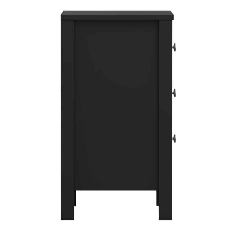 Furniture To Go Madrid Bedside Table 3 Drawers Matt Black The Home and Office Stores