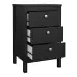 Furniture To Go Madrid Bedside Table 3 Drawers Matt Black The Home and Office Stores
