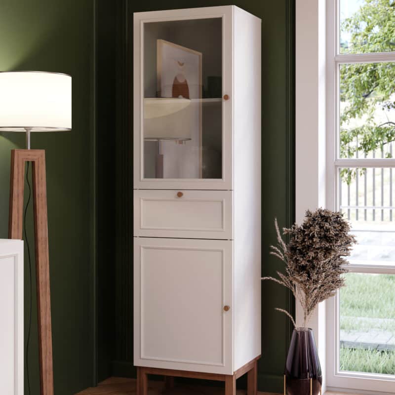 Furniture To Go Wensley Light Grey 2 Door 1 Drawer Display Cabinet The Home and Office Stores
