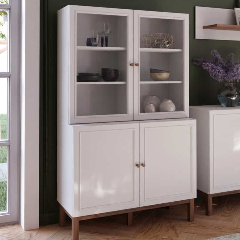 Furniture To Go Wensley Light Grey 4 Door Display Cabinet The Home and Office Stores