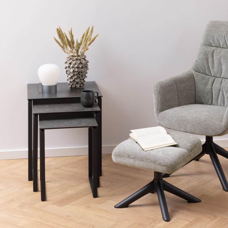 Furniture To Go Katrine Black Ceramic Top Nest Of 3 Tables The Home and Office Stores