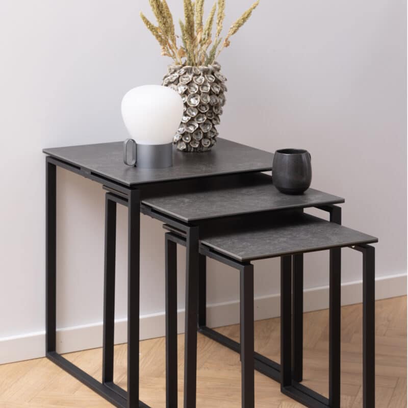 Furniture To Go Katrine Black Ceramic Top Nest Of 3 Tables The Home and Office Stores