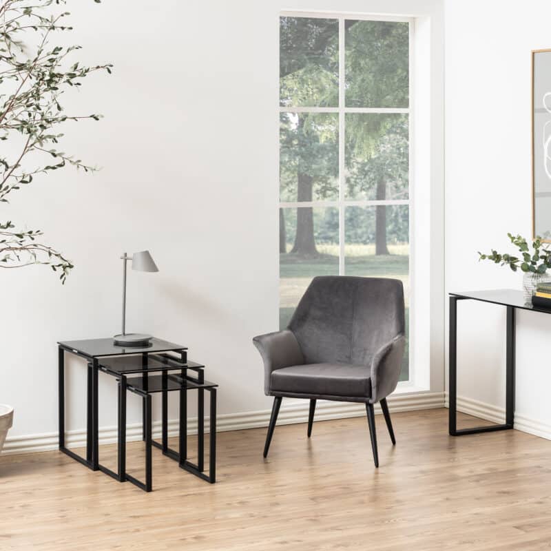 Furniture To Go Katrine Smoked Glass Top Nest Of 3 Tables The Home and Office Stores