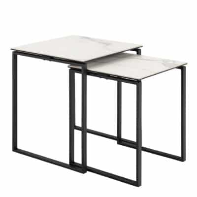 Furniture To Go Katrine white ceramic top nest of 2 tables
