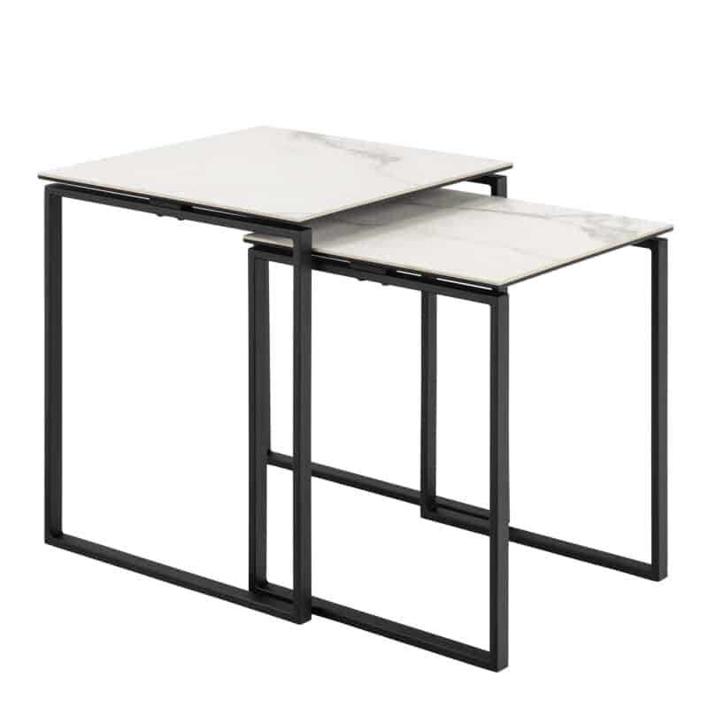 Furniture To Go Katrine white ceramic top nest of 2 tables