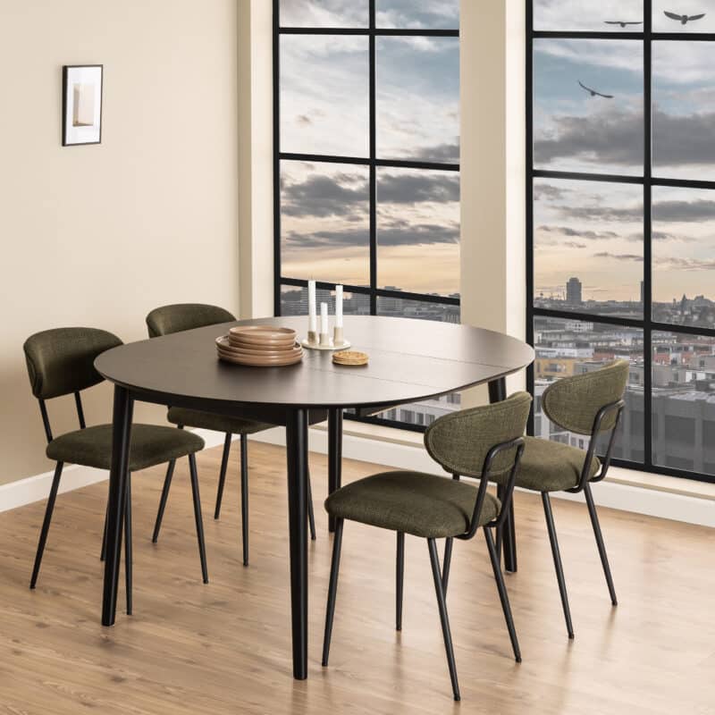 Furniture To Go Montreux Round Extending Black Dining Table The Home and Office Stores