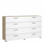 Furniture To Go Pepe wide chest of 8 drawers oak white high gloss
