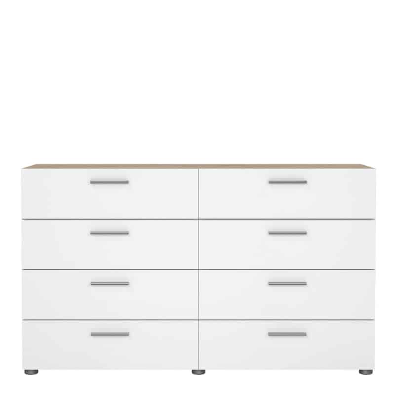 Furniture To Go Pepe Wide Chest Of 8 Drawers Oak White High Gloss The Home and Office Stores