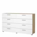 Furniture To Go Pepe Wide Chest Of 8 Drawers Oak White High Gloss The Home and Office Stores