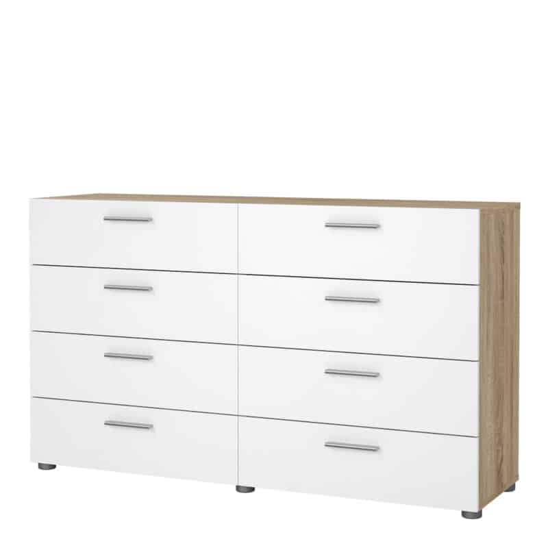 Furniture To Go Pepe Wide Chest Of 8 Drawers Oak White High Gloss The Home and Office Stores
