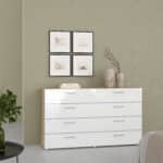 Furniture To Go Pepe Wide Chest Of 8 Drawers Oak White High Gloss The Home and Office Stores