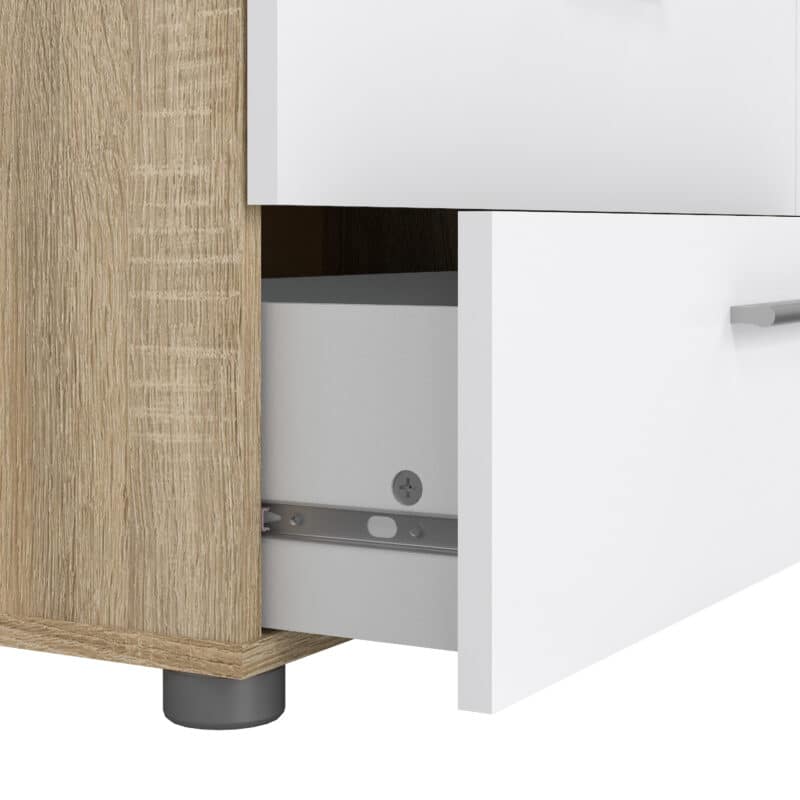 Furniture To Go Pepe Wide Chest Of 8 Drawers Oak White High Gloss The Home and Office Stores