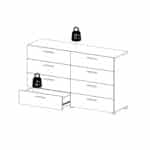 Furniture To Go Pepe Wide Chest Of 8 Drawers Oak White High Gloss The Home and Office Stores