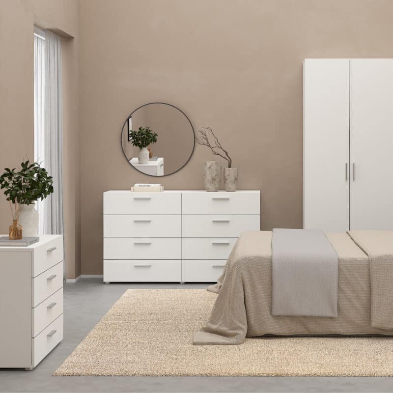 Furniture To Go Pepe Wide Chest Of 8 Drawers White The Home and Office Stores