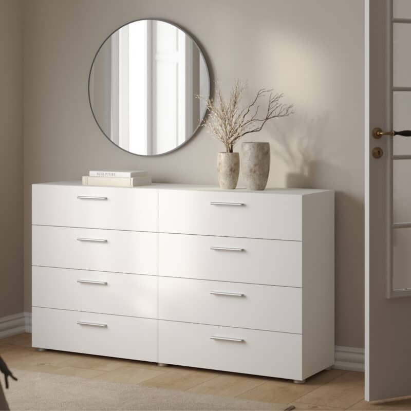 Furniture To Go Pepe Wide Chest Of 8 Drawers White The Home and Office Stores