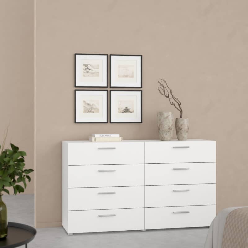 Furniture To Go Pepe Wide Chest Of 8 Drawers White The Home and Office Stores