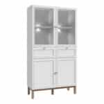 Furniture To Go Wensley light grey 4 door 2 drawer display cabinet with led lighting