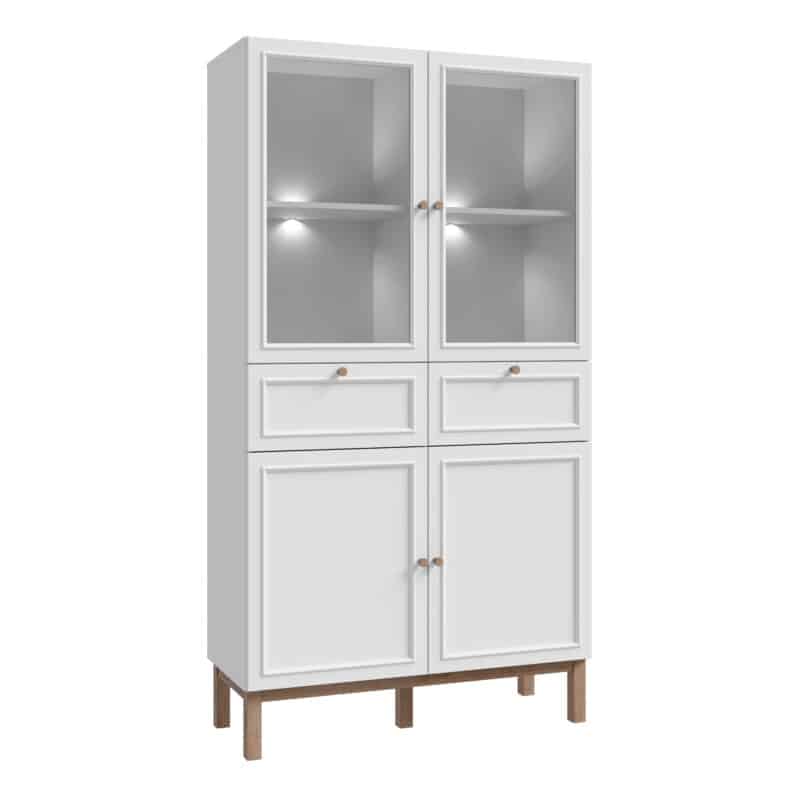 Furniture To Go Wensley light grey 4 door 2 drawer display cabinet with led lighting