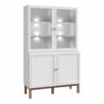 Furniture To Go Wensley light grey 4 door display cabinet with led lighting