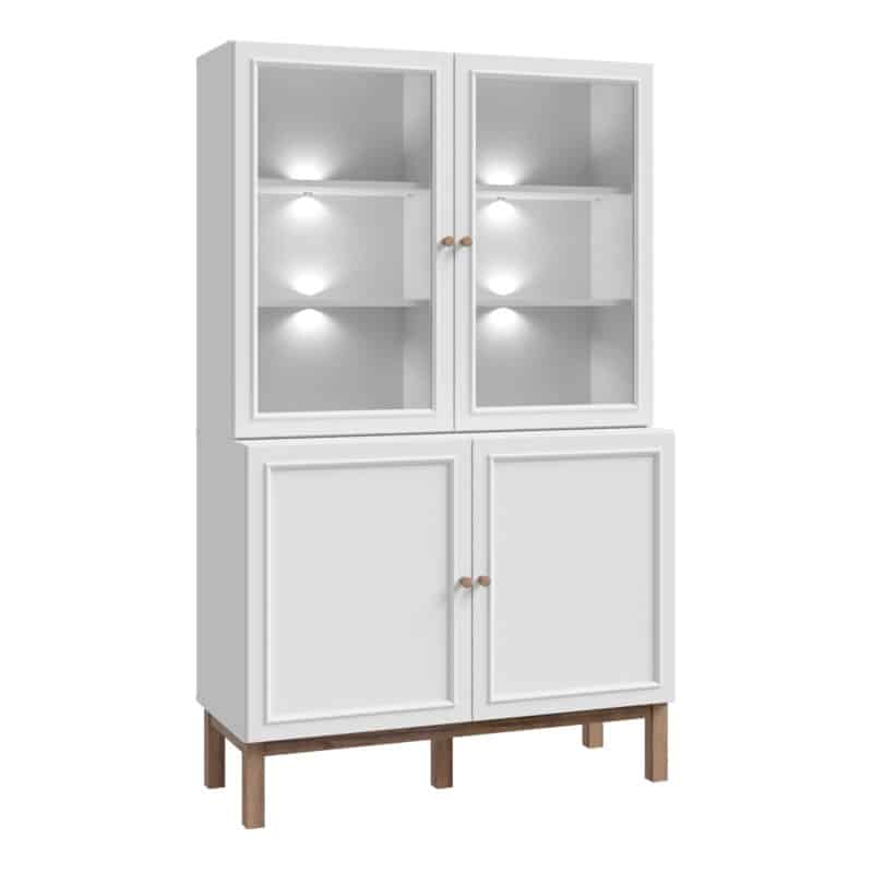 Furniture To Go Wensley light grey 4 door display cabinet with led lighting