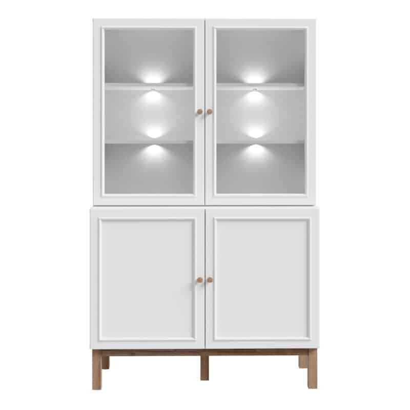 Furniture To Go Wensley Light Grey 4 Door Display Cabinet With LED Lighting The Home and Office Stores