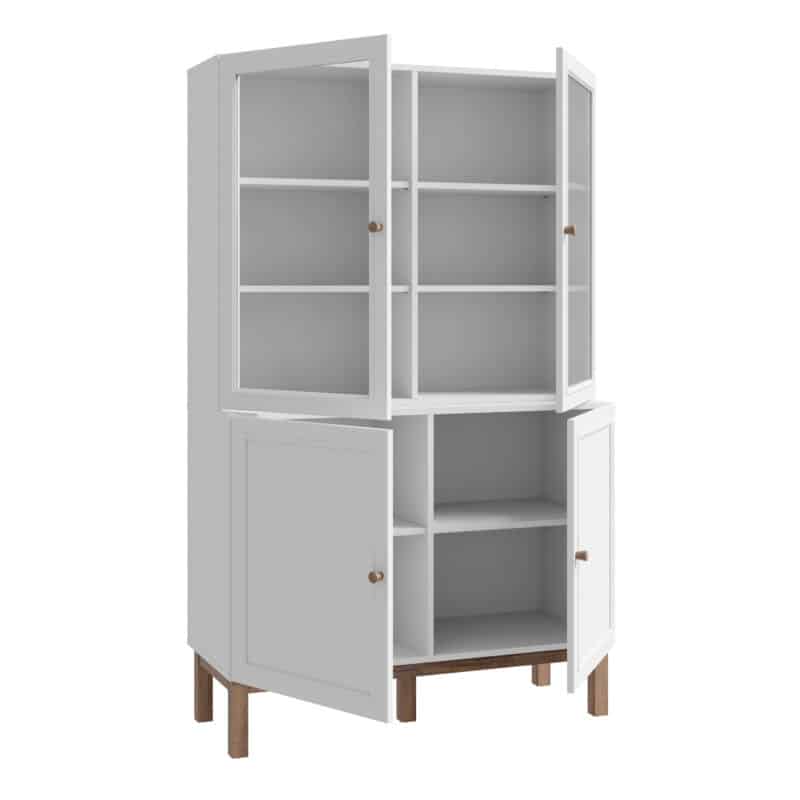 Furniture To Go Wensley Light Grey 4 Door Display Cabinet With LED Lighting The Home and Office Stores