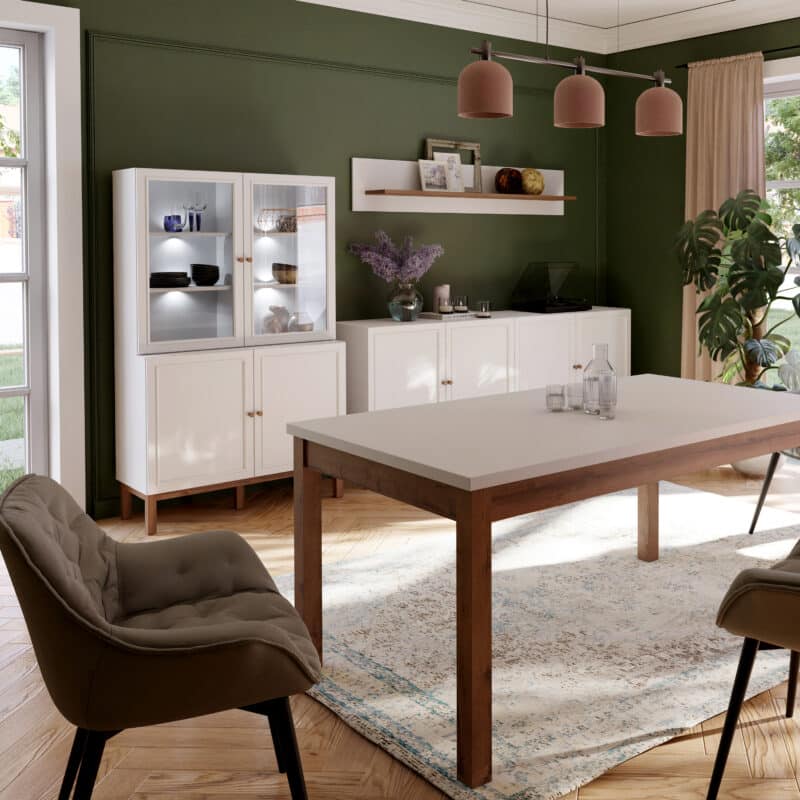 Furniture To Go Wensley Light Grey 4 Door Display Cabinet With LED Lighting The Home and Office Stores