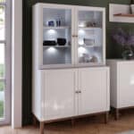 Furniture To Go Wensley Light Grey 4 Door Display Cabinet With LED Lighting The Home and Office Stores