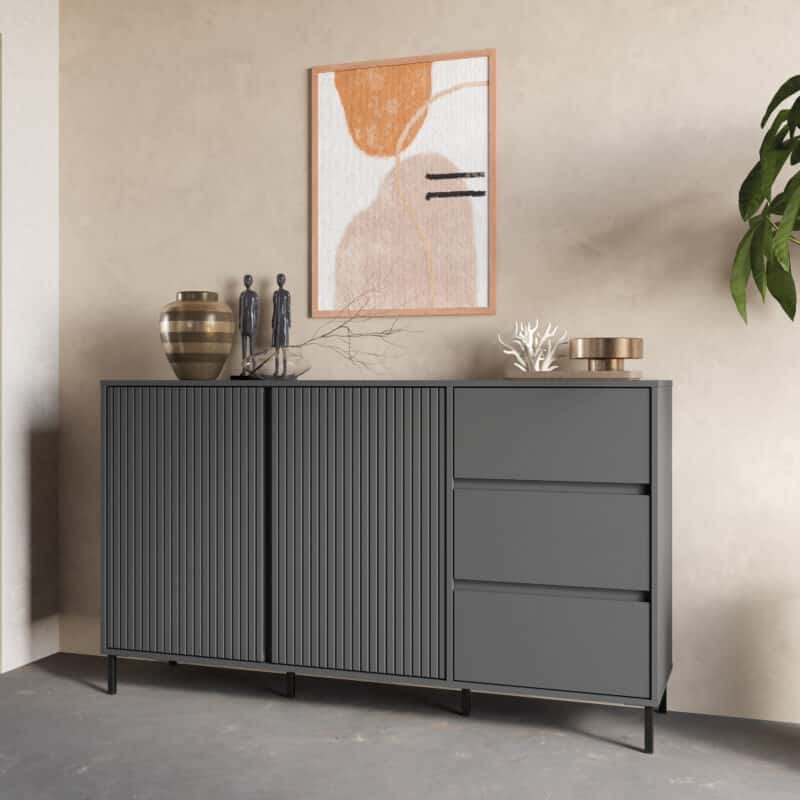 Furniture To Go Avenale 2 Door 3 Drawer Anthracite Sideboard The Home and Office Stores