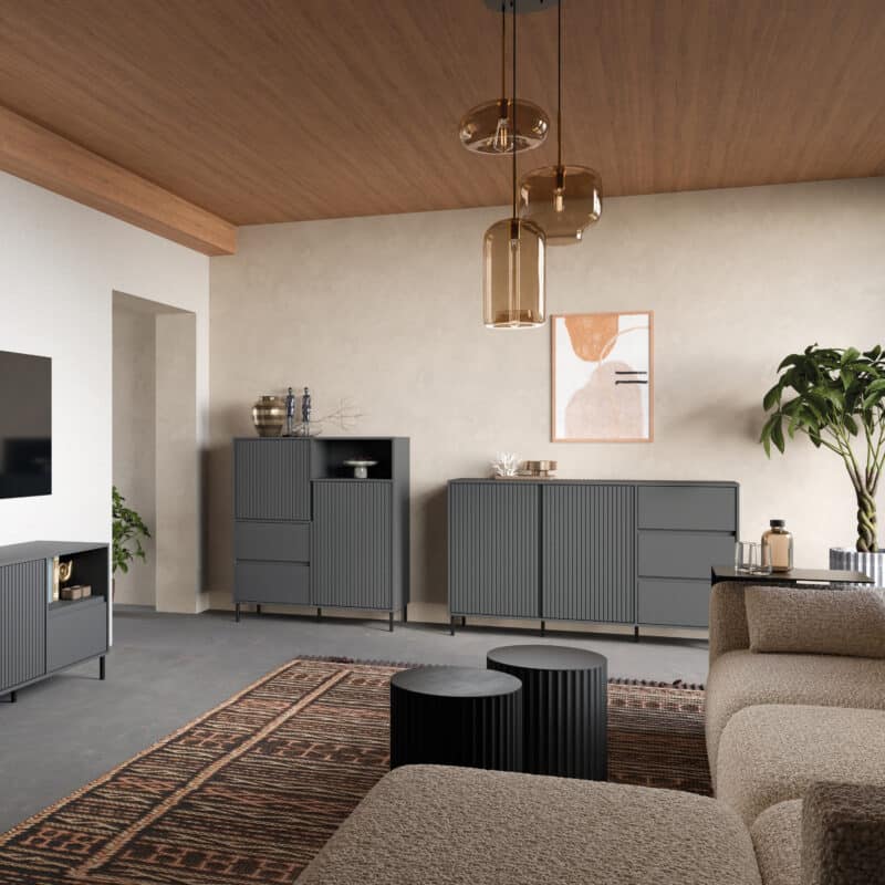 Furniture To Go Avenale 2 Door 3 Drawer Anthracite Sideboard The Home and Office Stores