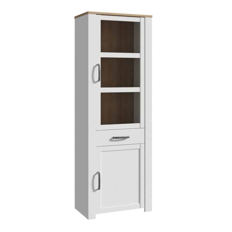 Furniture To Go Bohol 2 door 1 drawer narrow white display Cabinet