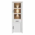 Furniture To Go Bohol 2 Door 1 Drawer Narrow White Display Cabinet With LED Lighting The Home and Office Stores