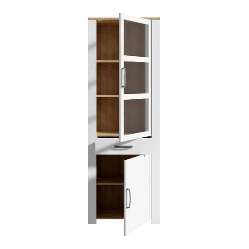 Furniture To Go Bohol 2 Door 1 Drawer Narrow White Display Cabinet With LED Lighting The Home and Office Stores