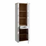 Furniture To Go Bohol 2 Door 1 Drawer Narrow White Display Cabinet With LED Lighting The Home and Office Stores