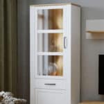 Furniture To Go Bohol 2 Door 1 Drawer Narrow White Display Cabinet With LED Lighting The Home and Office Stores