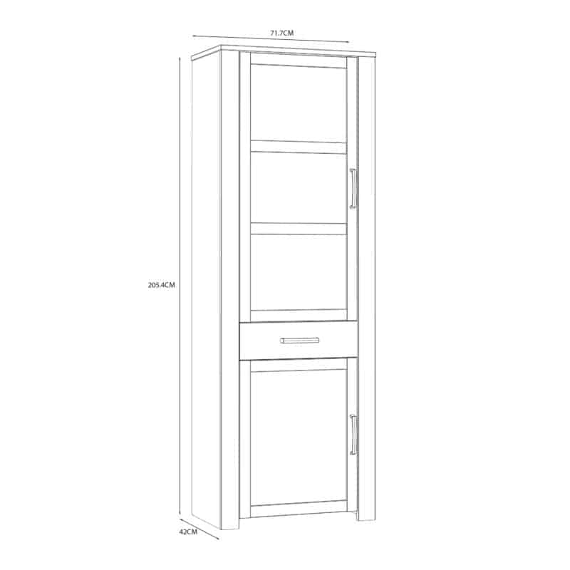Furniture To Go Bohol 2 Door 1 Drawer Narrow White Display Cabinet With LED Lighting The Home and Office Stores