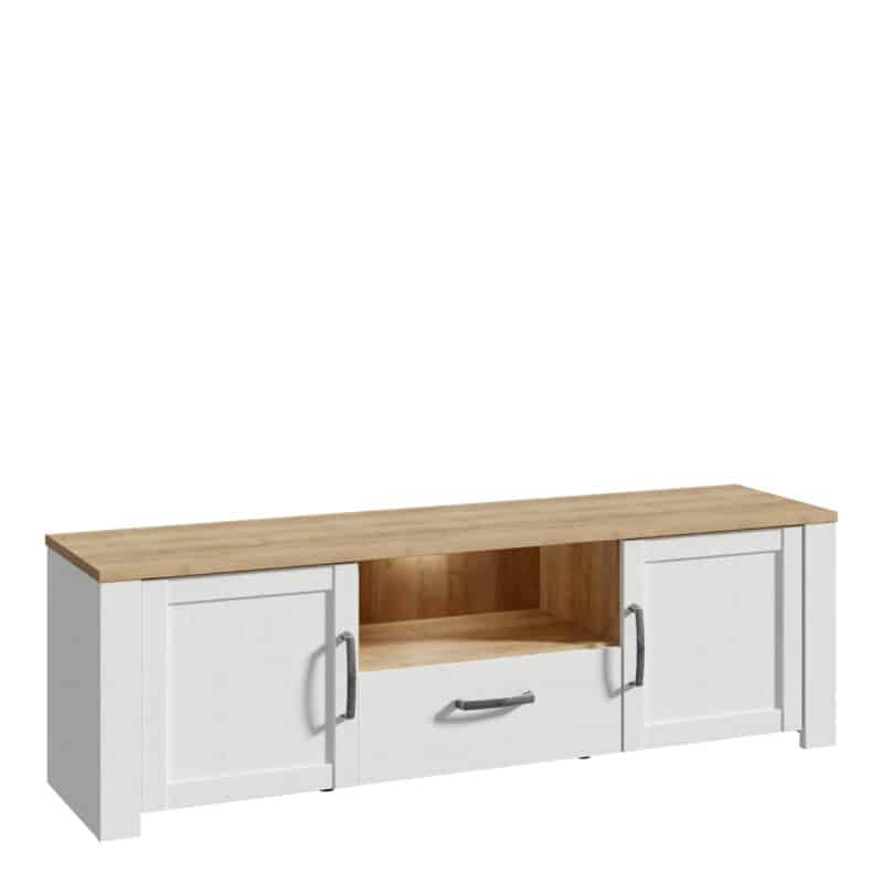 Furniture To Go Bohol 2 door 1 drawer white tv cabinet with led lighting