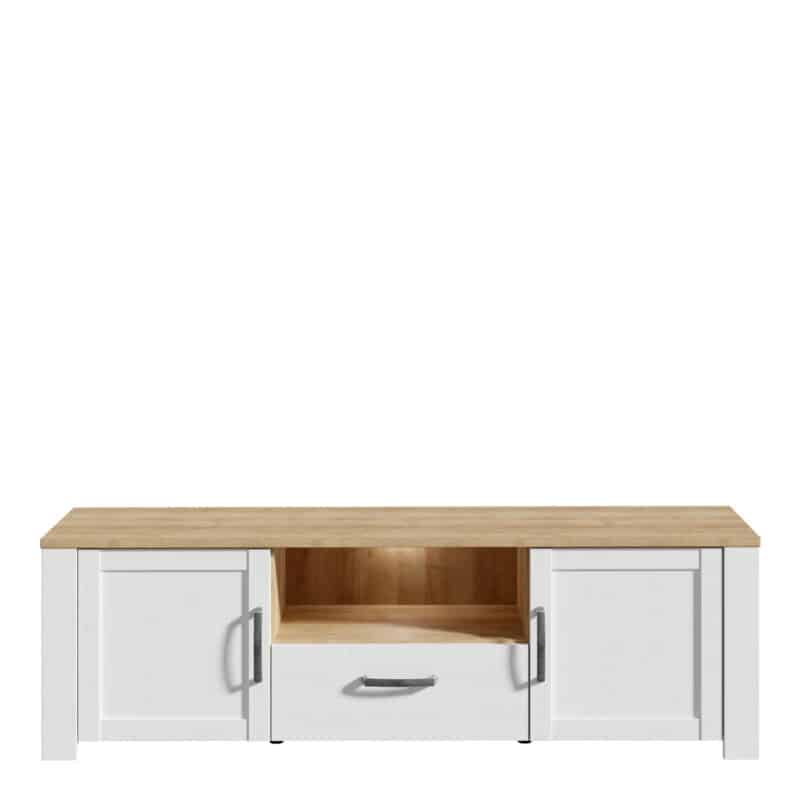Furniture To Go Bohol 2 Door 1 Drawer White TV Cabinet With LED Lighting The Home and Office Stores