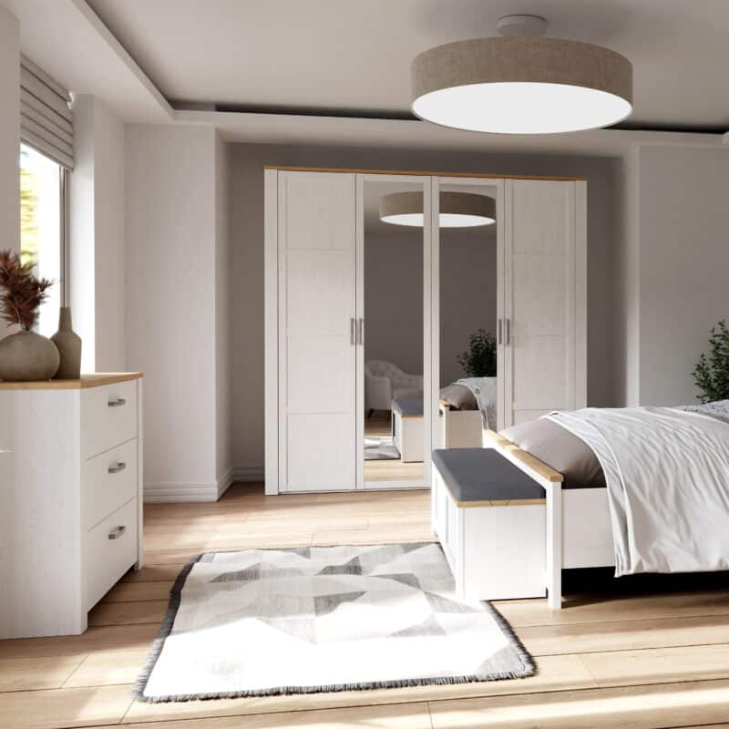 Furniture To Go Bohol 2 Door 2 Mirrored Door White Wardrobe The Home and Office Stores