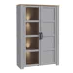 Furniture To Go Bohol 2 door grey display cabinet with led lighting