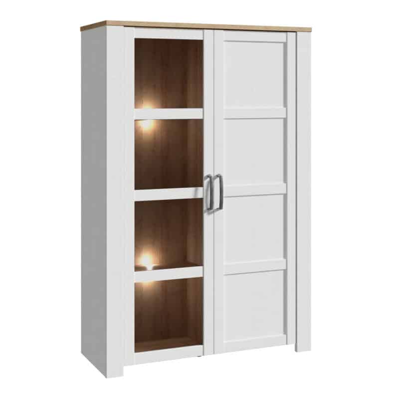 Furniture To Go Bohol 2 door white display cabinet with led lighting
