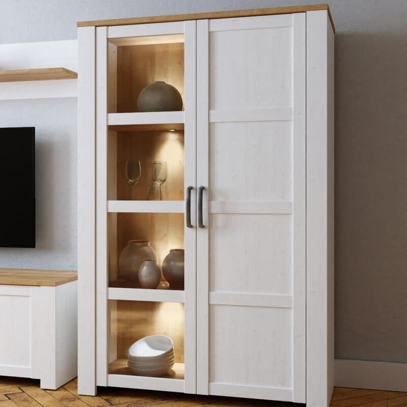 Furniture To Go Bohol 2 Door White Display Cabinet With LED Lighting The Home and Office Stores